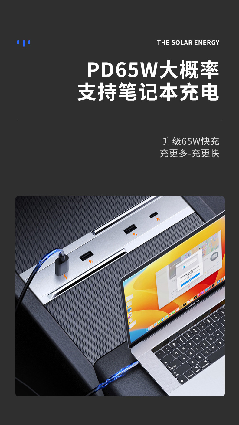 Suitable for Tesla's New Model 3/Y Central Control Expansion Dock H Adapter Accessories Car Fast Charging USB Splitter