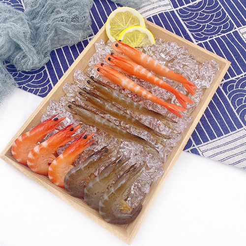 Factory export PVC simulation food toys red and green prawn model ornaments live broadcast display shooting props