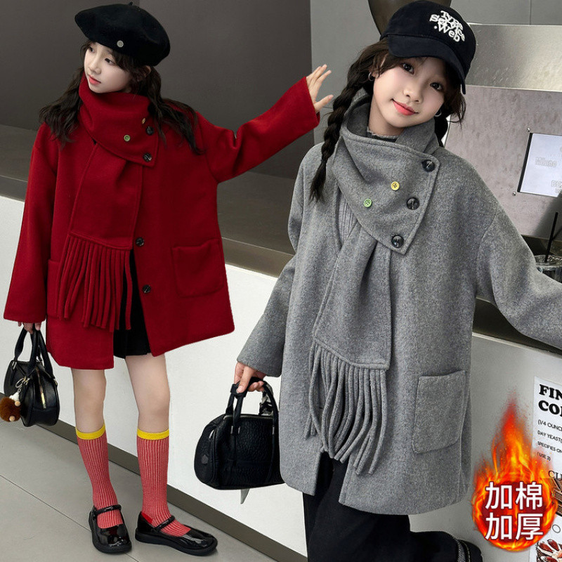 Zhili children's clothing girls' coat 2026 winter new style children's Korean style warm woolen coat big kids mid-length woolen coat