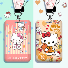 Cute cartoon kitty cat student campus card holder with lanyard ID holder subway bus card work permit wholesale