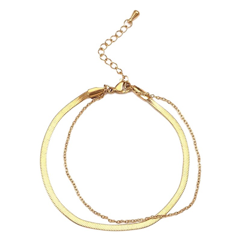 Pulsera de cadena de hoja de acero de titanio hembra ins diseño de nicho estilo coreano Cadena de hueso de serpiente plana simple pulsera personalizada de moda de todo fósforo