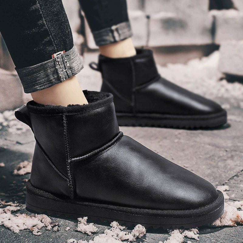 Мужские зимние сапоги, большая хлопковая обувь на северо-востоке, зима, новая Теплая обувь из натуральной кожи, Нескользящие, Холодостойкие хлопковые сапоги больших размеров на флисовой подкладке