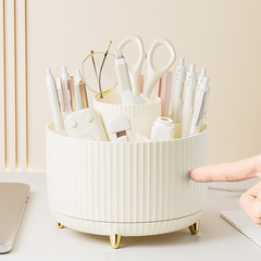 事務机の筆筒の回転のプラスチックの机の文房具は貯蔵箱の口紅の化粧のブラシの桶のデスクトップの収納箱を整理します。