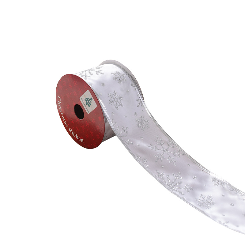 Nueva cinta de Navidad, malla transparente, copo de nieve, decoración de árbol de Navidad, cinta, decoración de Navidad