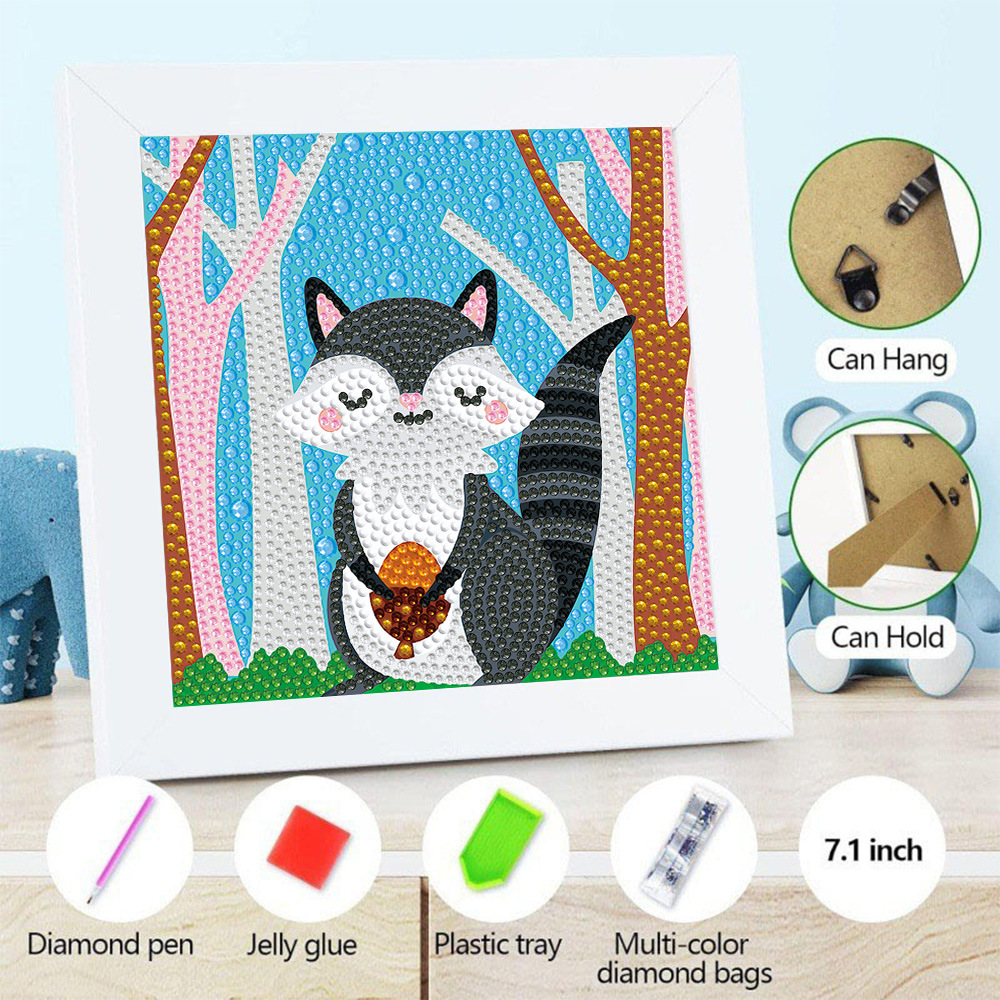 Diamante transfronterizo pintura de diamante brillante tamaño de diamante de forma especial dibujos animados pegatinas de animales 18X18DIY hechas a mano al por mayor fijación