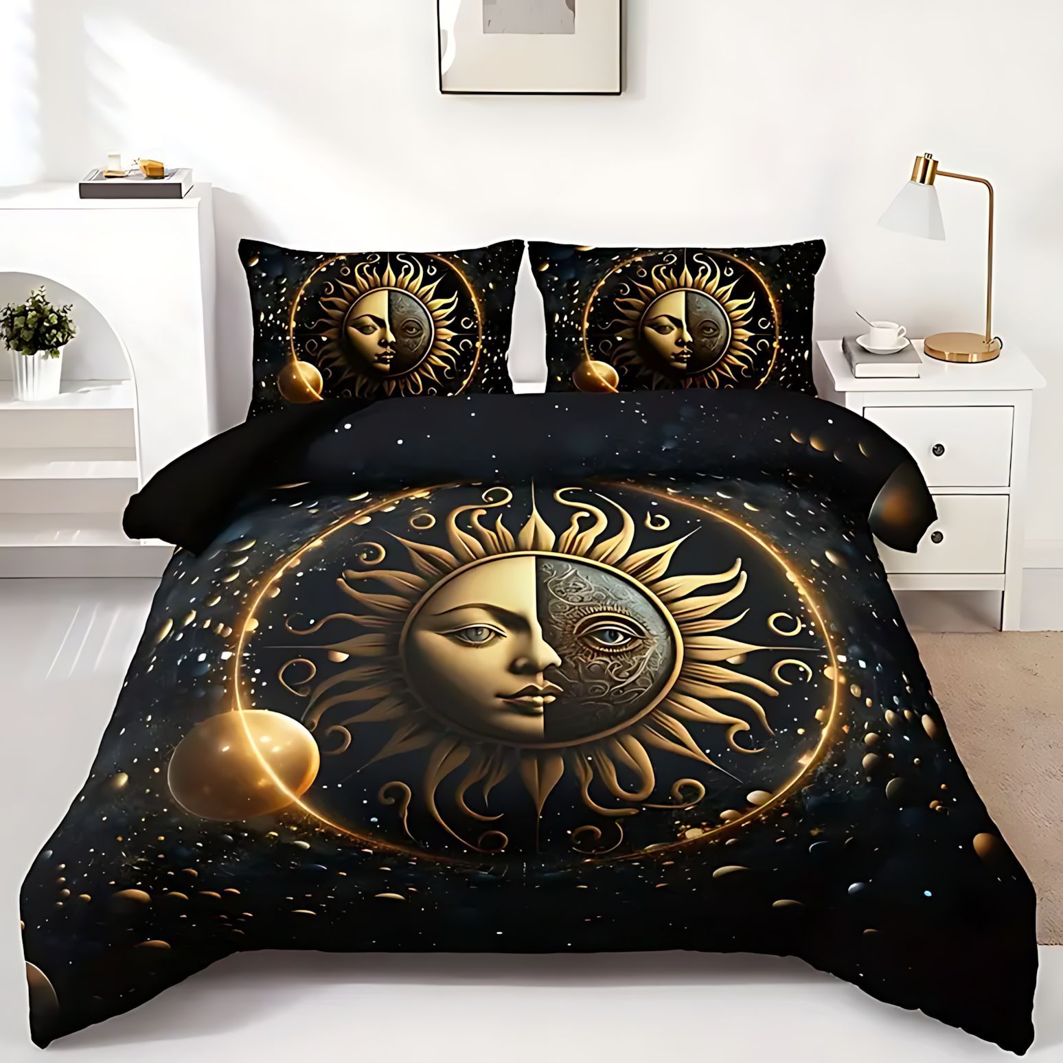 TEMU / JIT Amazon Sun Moon Planet Impresión digital 3D Soft edredon Kit Fuente de fabricación