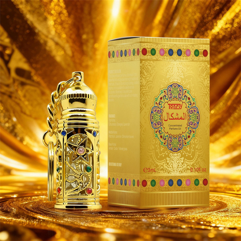 Tonfly Cross-Border Middle Eastern Style Concentrated Perfume Oil 3ml Exquisite Colored Diamond Metal Bottle Fragrance Essential Oil