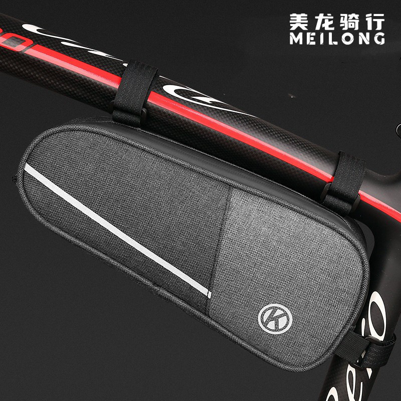 Meilong montaña bicicletas equipos de ciclismo lienzo alargado paquete de tubería de gran capacidad triángulo paquete de herramientas bolsa de bicicleta