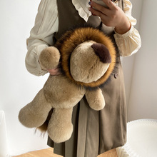 超大獭兔毛整皮大狮子玩偶挂件霸气金毛狮王儿童毛绒皮草礼物