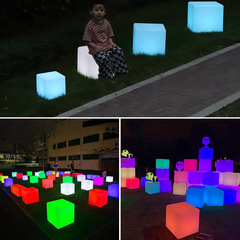Led発光キューブ屋外発光家具創意バー腰掛けリモコン七色充電ブロック腰掛け