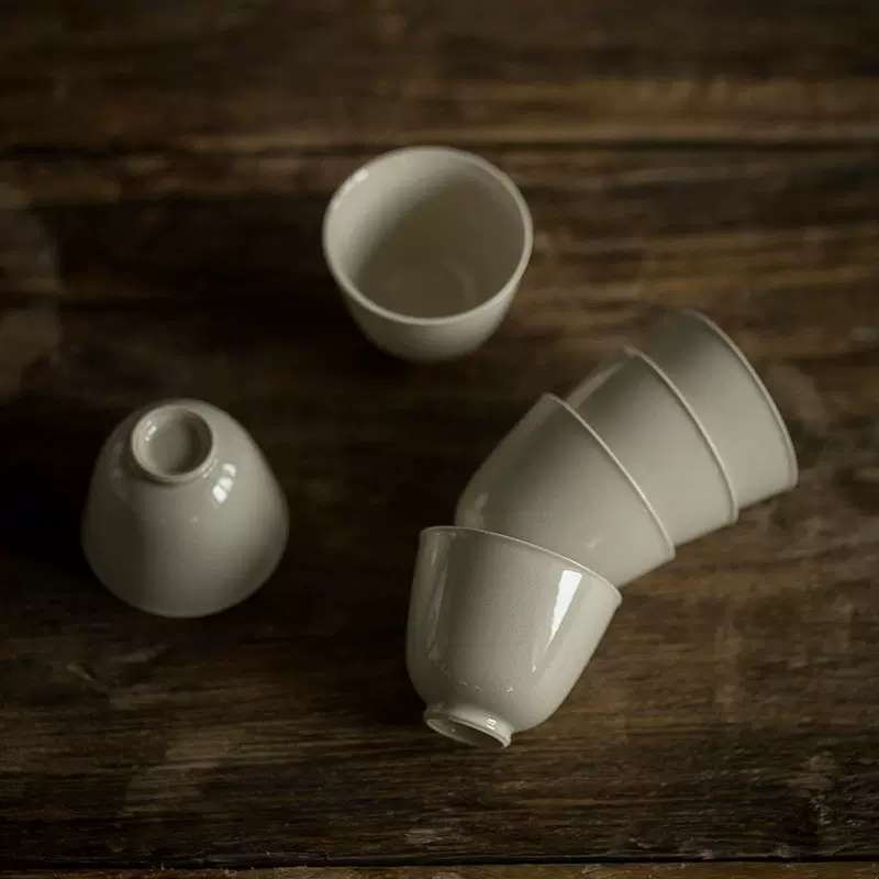 草木灰陶瓷小茶杯主人杯 酒店茶室茶楼家用茶具个性直口杯子