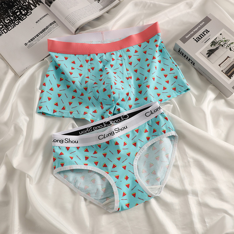 [Fruit Series] Couple Underwear Men's Boxer Briefs Women's Briefs Trendy Personalized Printed Shorts Headbands