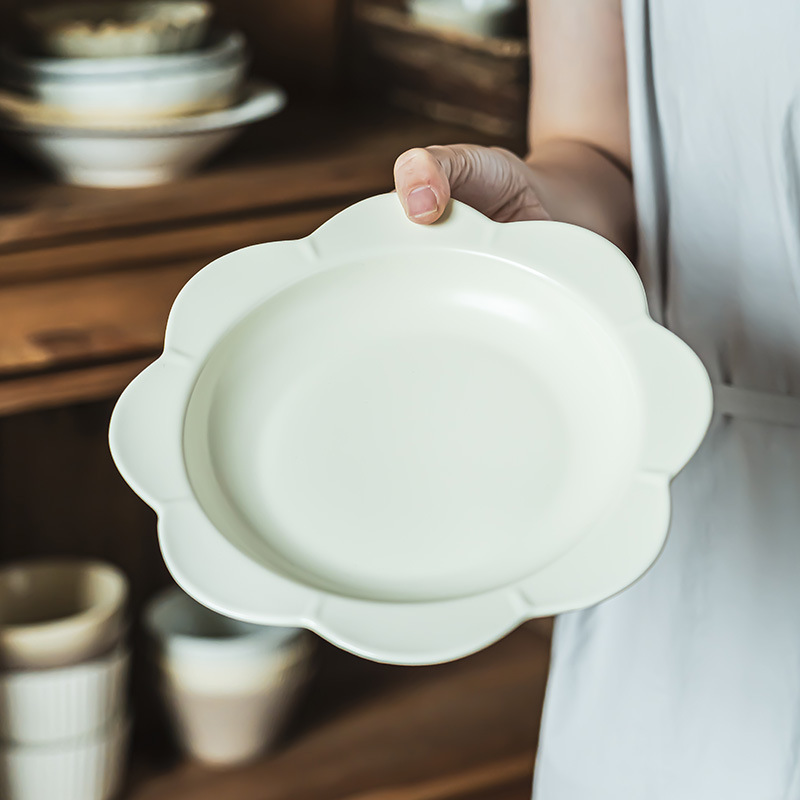 Plato de sol creativo, plato de cerámica retro casero, platos de platos, platos de desayuno, platos de postre