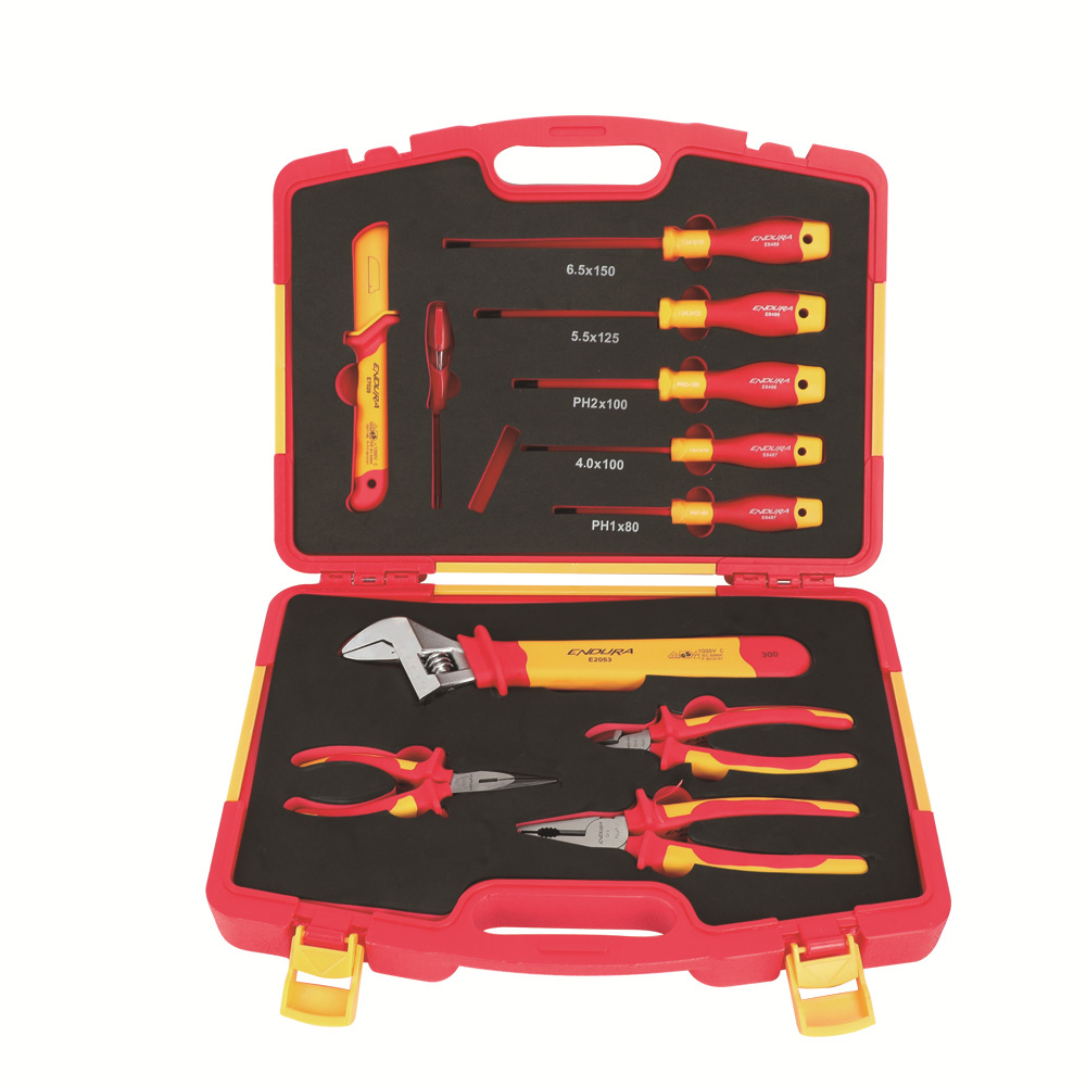 力易得11件VDE绝缘工具组套绝缘钳绝缘螺丝刀绝缘扳手E1178