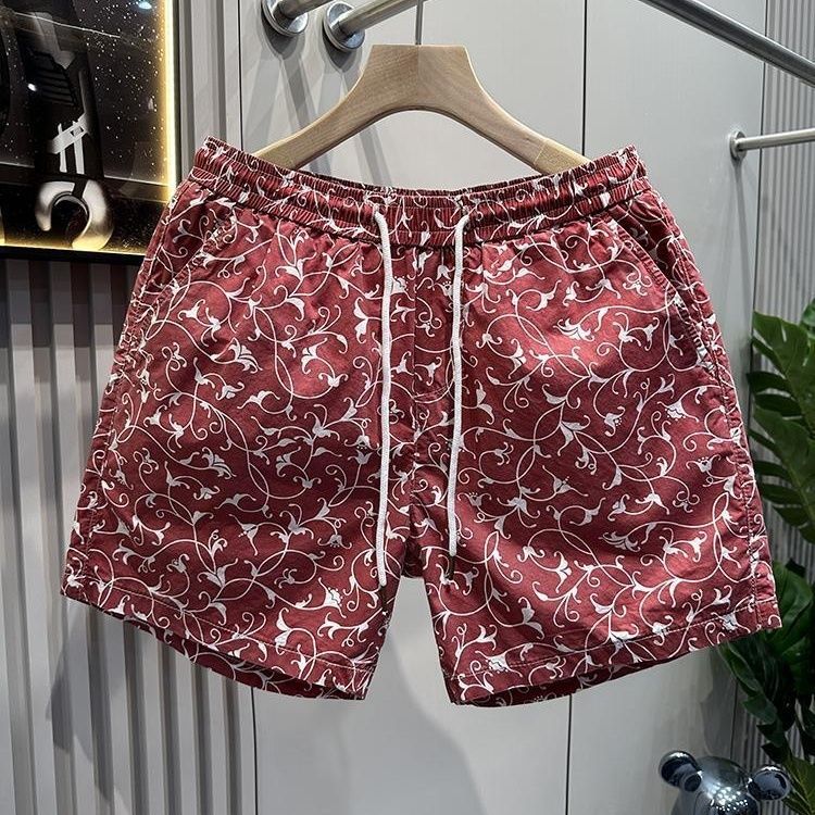 Summer Print Men's Shorts Trendy Design Loose Fit Versatile Sporty Casual Four Quarter Length Pants_viptrois.com