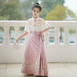 Children's Chinese Tang Suit New Hanfu suit Spring and Summer Girls' Chinese Style Daily Children's Hanfu 2025 Horse Noodles Group