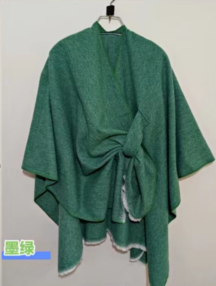 Capa de punto de imitación de cachemira de alta gama, estilo étnico, color sólido, a rayas, chal liso, capa decorativa