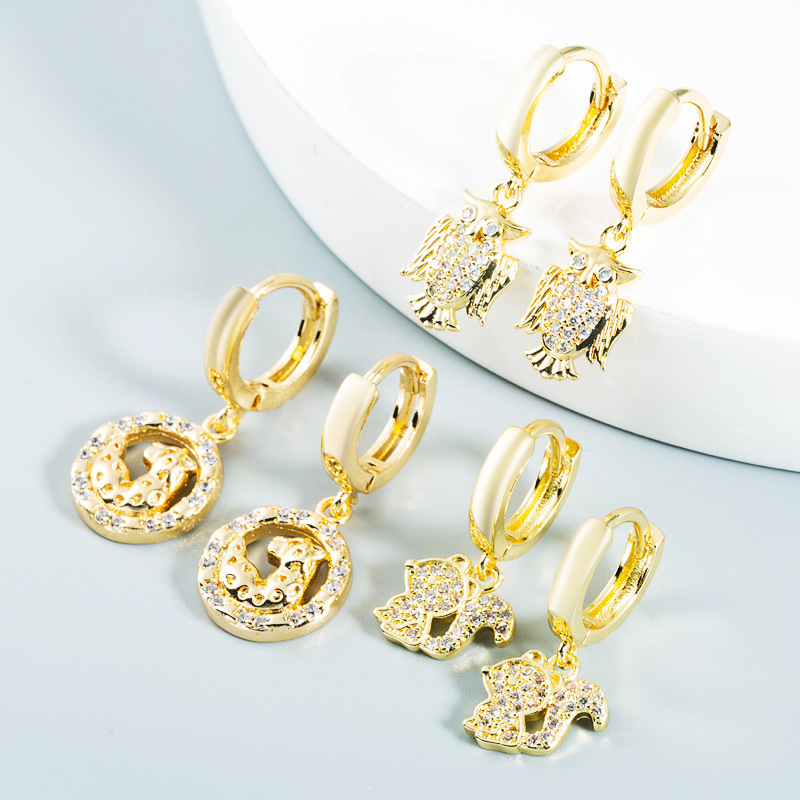 wholesale jewelry hollow owl leopard squirrel copper earrings Nihaojewelrypicture2