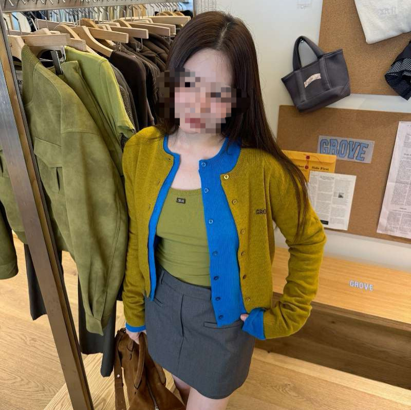 The Correct Version of the Korean Style 25 New Model Nayeon's Same Style Casual Solid Color Lettered Knit Tube Top/Knit Cardigan