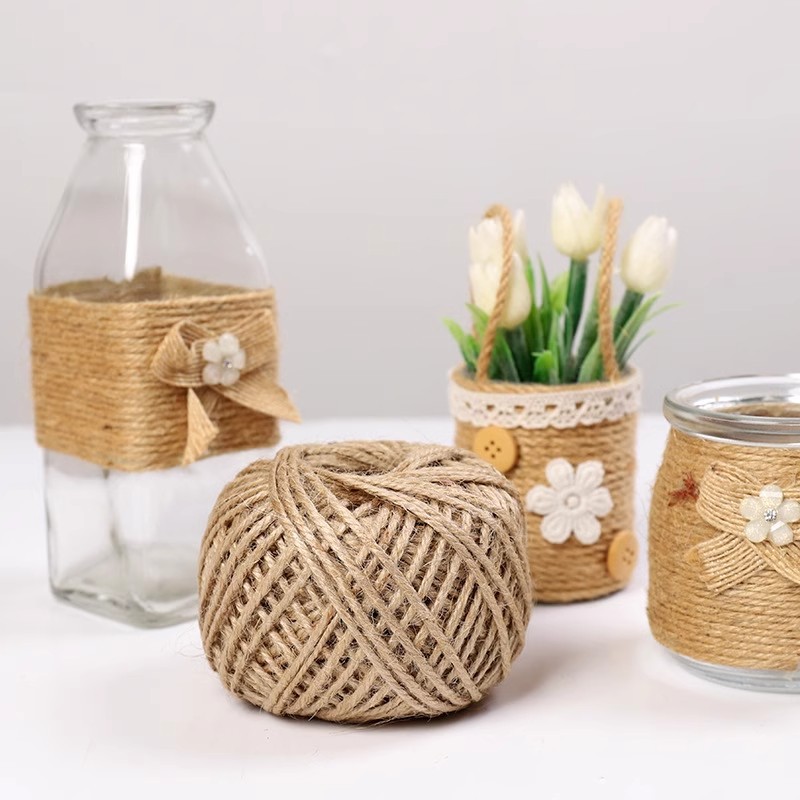 Fábrica de cuerda de cáñamo al por mayor DIY decoración de iluminación atar cuerda de yute atar trenzado colgar letreros al aire libre cuerda colgante