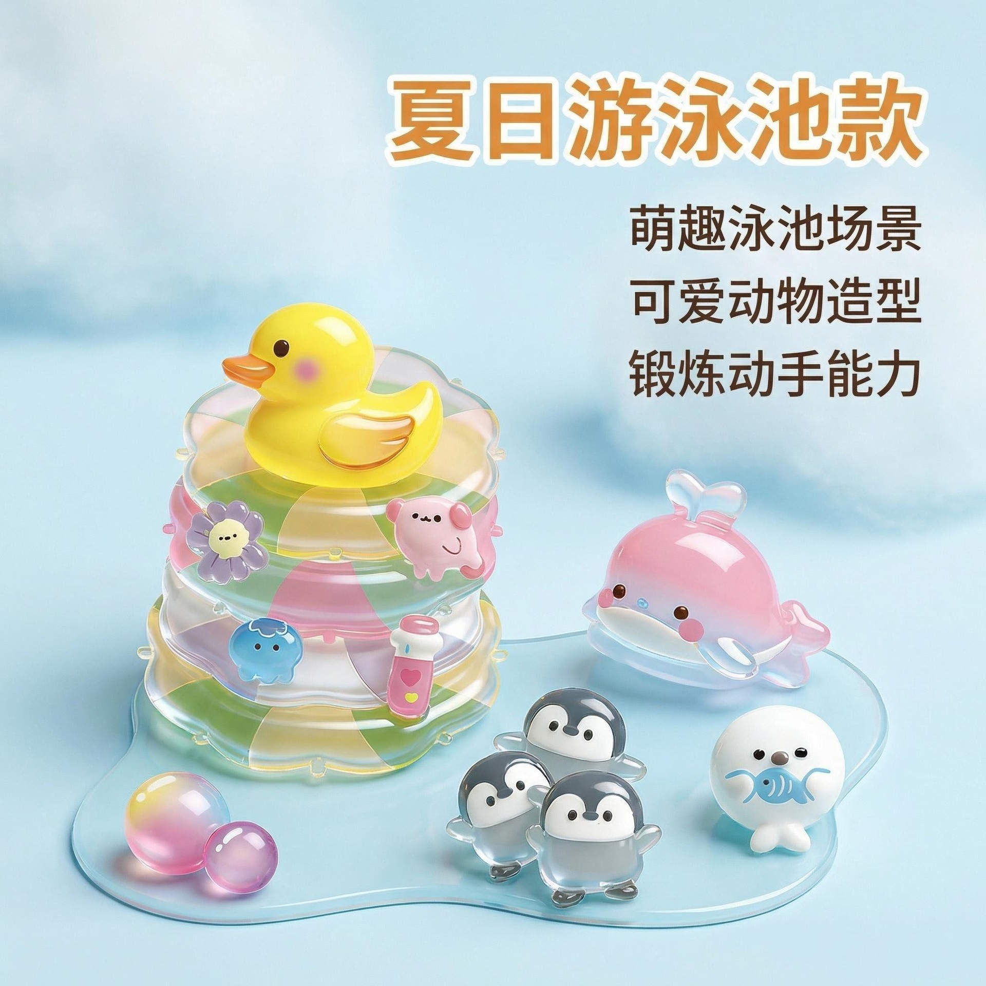 卖点图:夏日泳池款萌趣体验