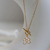 Organic long fashionable advanced necklace flower-shaped stainless steel, high-quality style