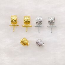 新款s925银横片针式扣头DIY粘玉坠平安牌方糖吊坠万能扣项链配件