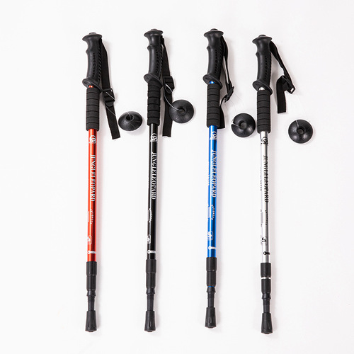 Jungle Leopard Trekking Poles - 3-section, 4-section Straight, Curved, Aluminum Alloy Trekking Poles T-handled Hiking Staff