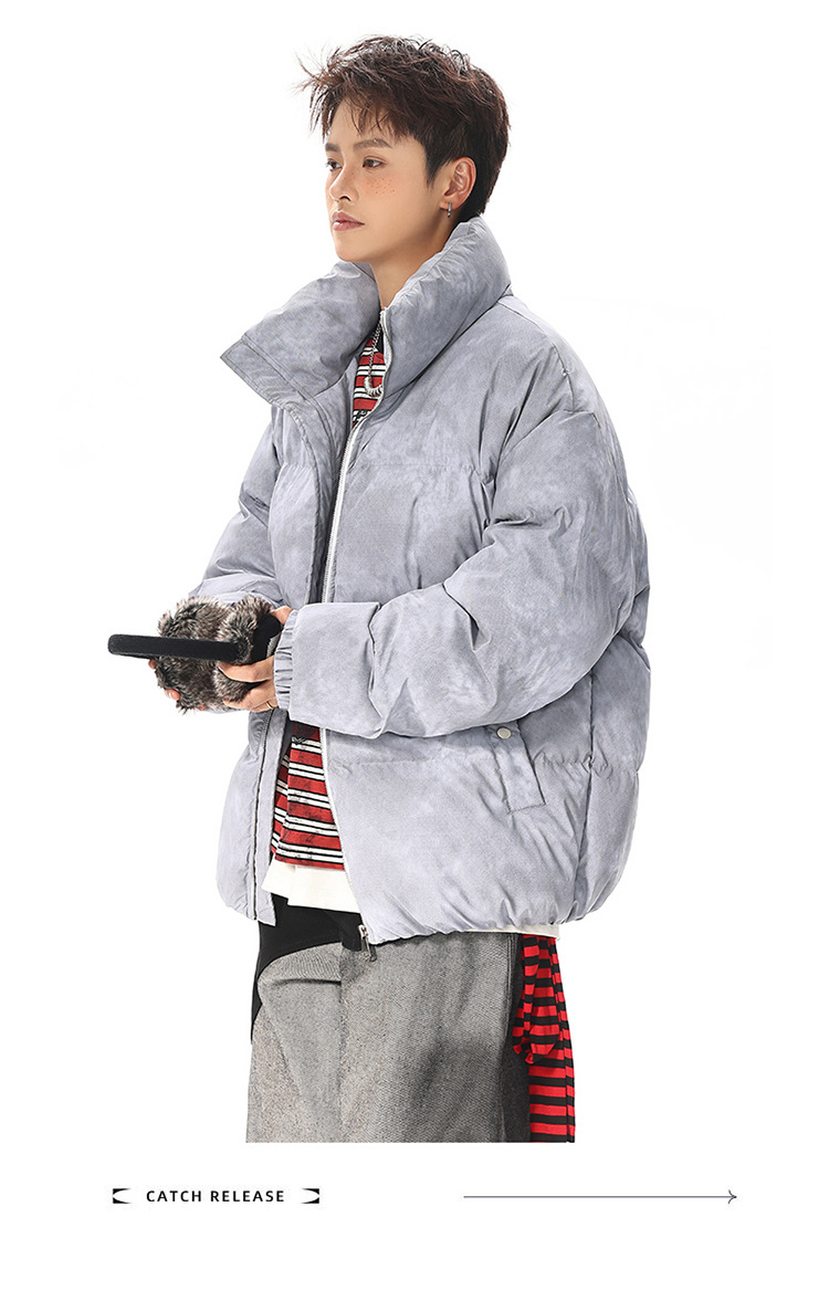 Doudoune en cuir pu unisexe avec col montant style oversize_voghion.com