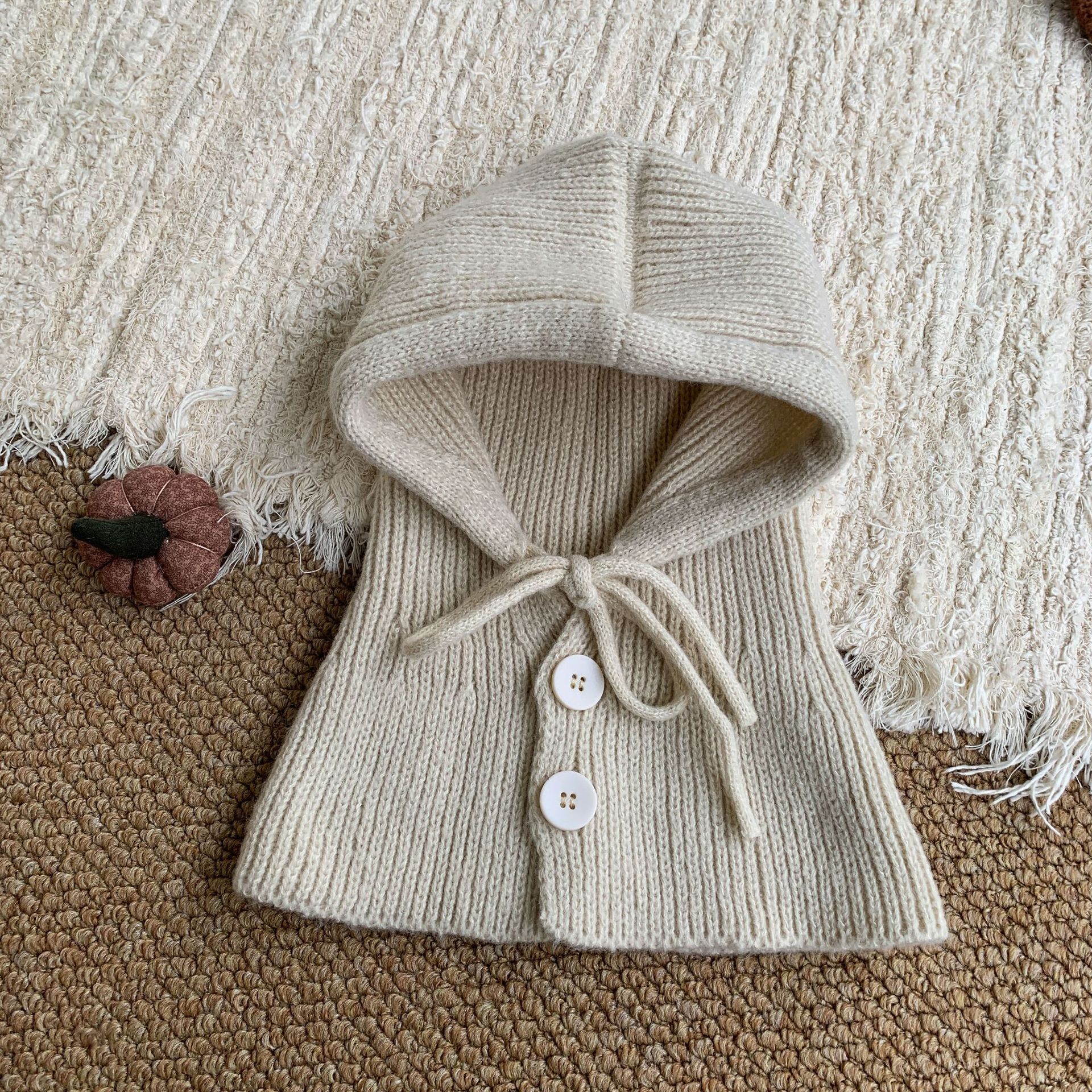 Sugar Pear ropa infantil sombrero de niñas invierno 2025 espesar de aire extranjero para niños gorras de tejido orejas gorras de lana bebé