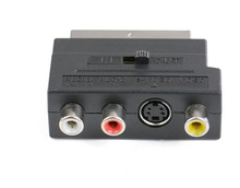 AV音視頻SCART掃把頭轉視頻轉換器歐式21P針轉RCA色差線S端子插頭