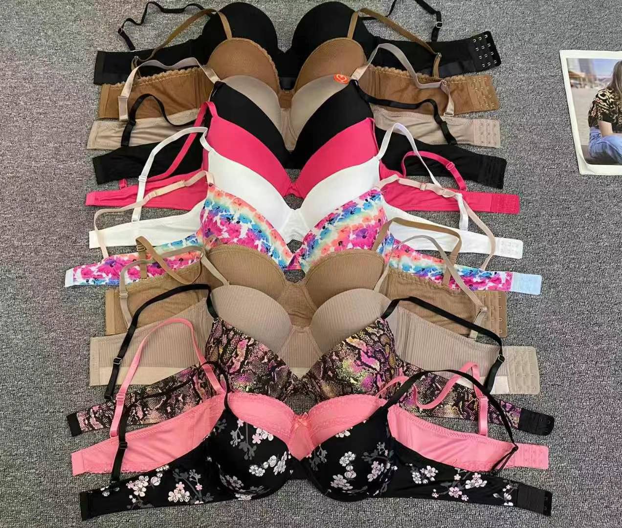 Mixto de marcas europeas y estadounidenses del sudeste asiático, ropa interior de damas con anillo de acero, encaje liso, sujetadores mixtos lotes