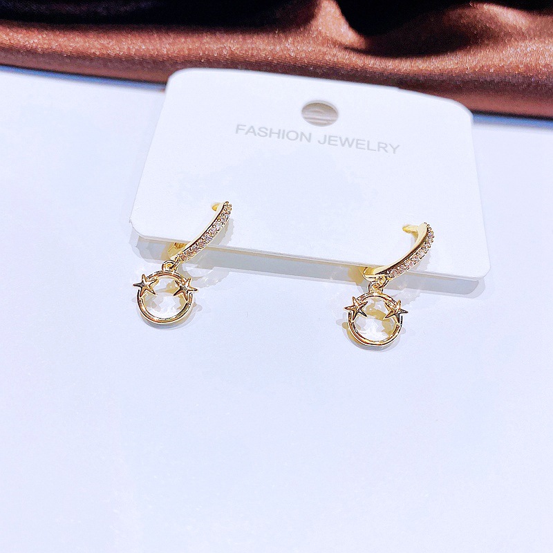 Fashion Earrings Refined Zircon Micro Inlaid Star Smiley Face Ear Clip Earrings Wholesale