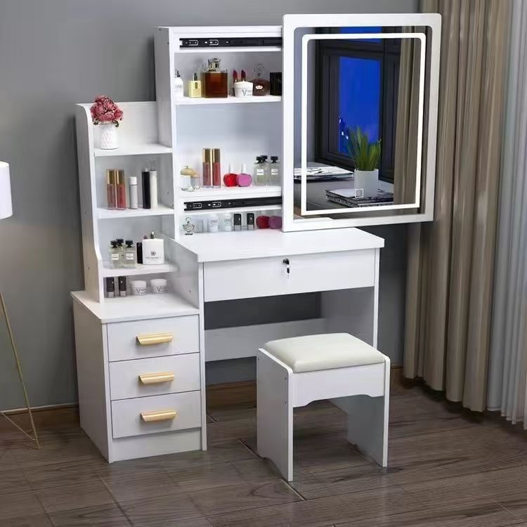 Alta sensación de ensamblaje de dormitorio mesa de maquillaje mini gabinete de maquillaje en línea popularidad moderna simple mesa de maquillaje