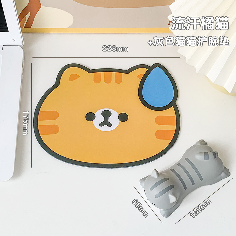 고양이 손목 패드 + 주황색 고양이 마우스 패드