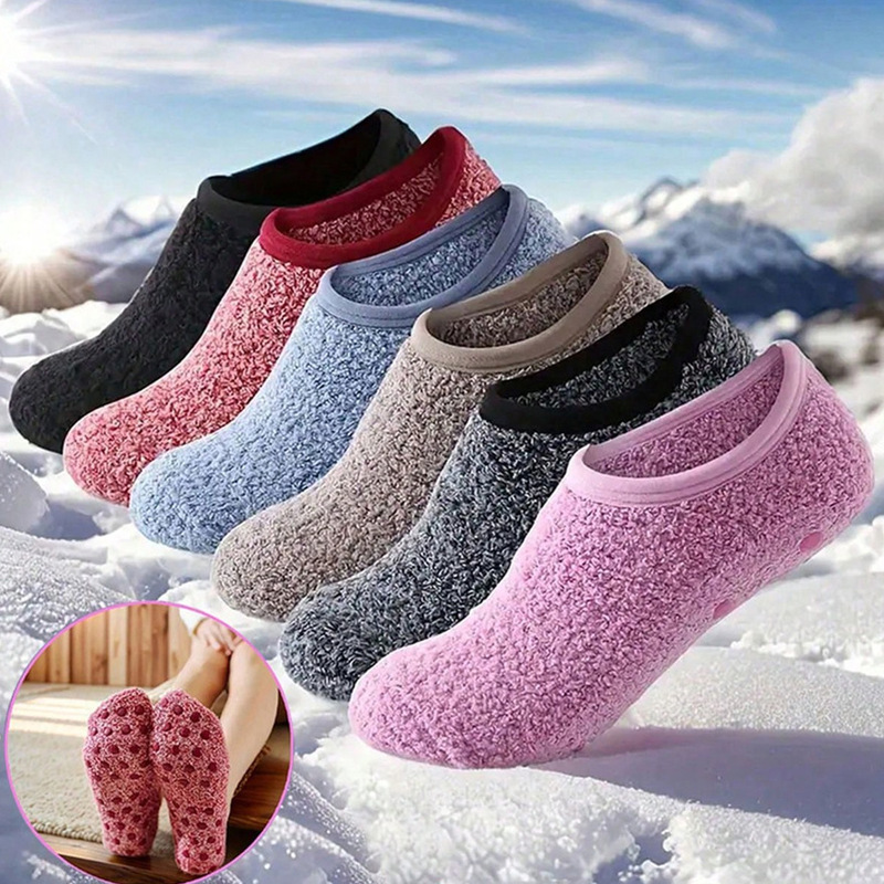 Coral Fleece Boat Socks Cross-Border Slippers Socks Women's Floor Socks Thick Sock Covers Plus Fleece Women's Shoes Socks Indoor Yoga Socks Carpet Dance