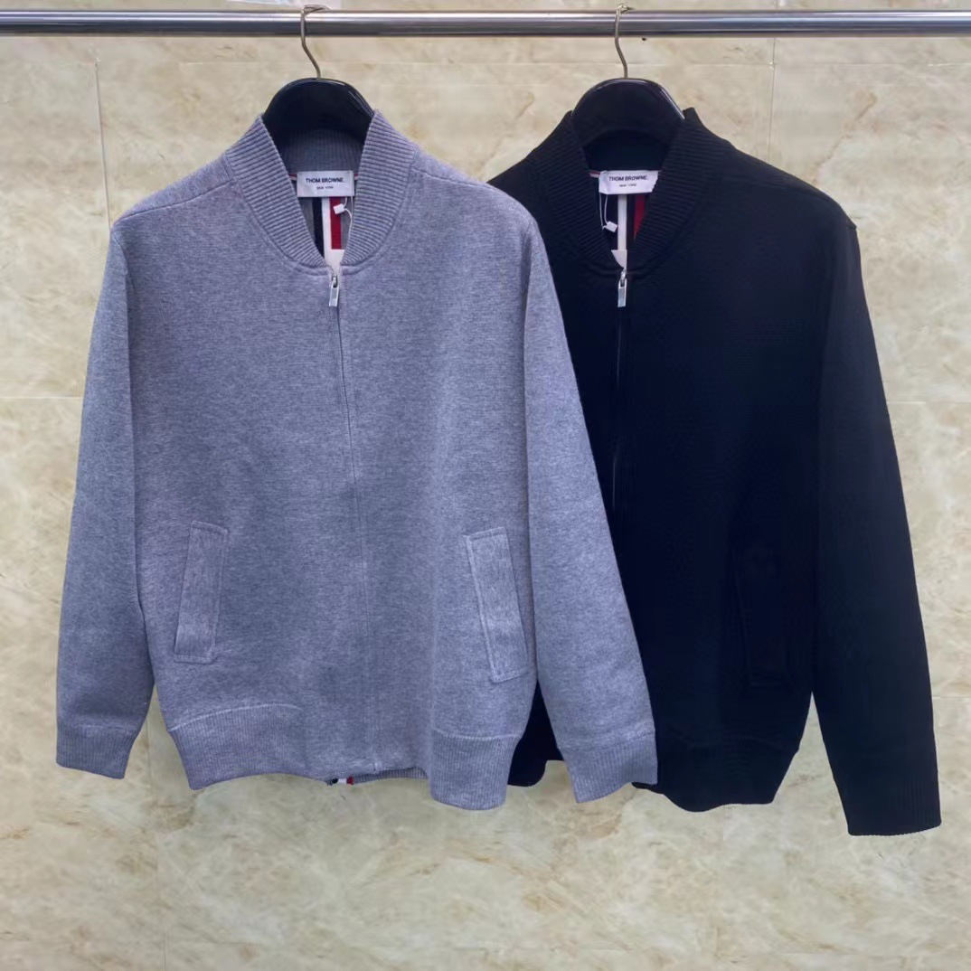 Factory direct sales of TB autumn and winter new style back webbing jacket baseball uniform zipper cardigan unisex couple style trendy