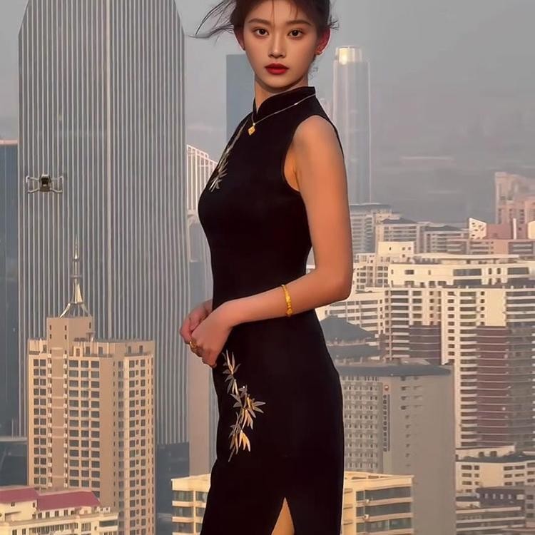 2025 Cross-Border European And American High-End New Chinese Style Women's Summer Thick Elastic Patterned_ecoleips.com
