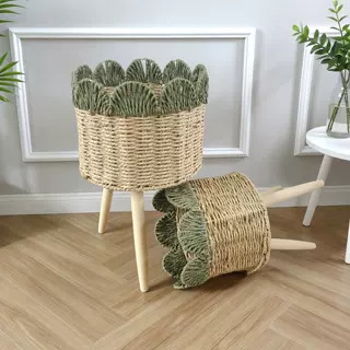 Cesta de Flores Decorativa Tejida a Mano de Cuerda de Papel para Sala de Estar y Oficina image 56