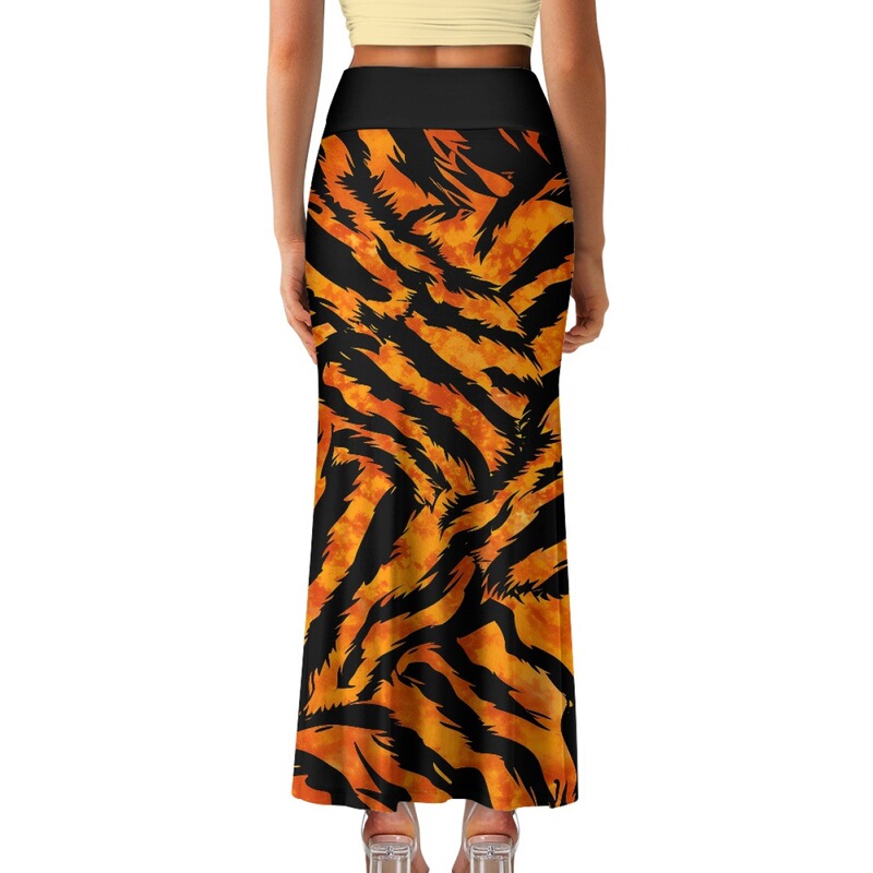 Independent Station Hot Selling All-Match Retro High Waist Large Swing Women's Long Dress Tiger Print Pattern Trendy Cross-Border Skirt Independent Station Hot Selling All-Match Retro High Waist Large Swing Women's Long Dress Tiger Print Pattern Trendy Cross-Border Skirt