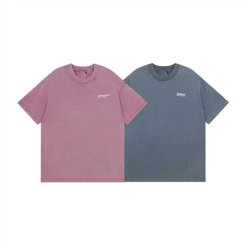 High-Quality Paris B Family 25Ss Coca-Cola Printed Washed Distressed Short-Sleeved Loose T-Shirt for Men and Women Cross-Border Dropshipping