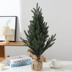 国境を越えた売れ筋のクリスマスデスクトップ装飾グリーンプラスチックコットンとリネンベースのクリスマスツリーウィンドウカウンター装飾品