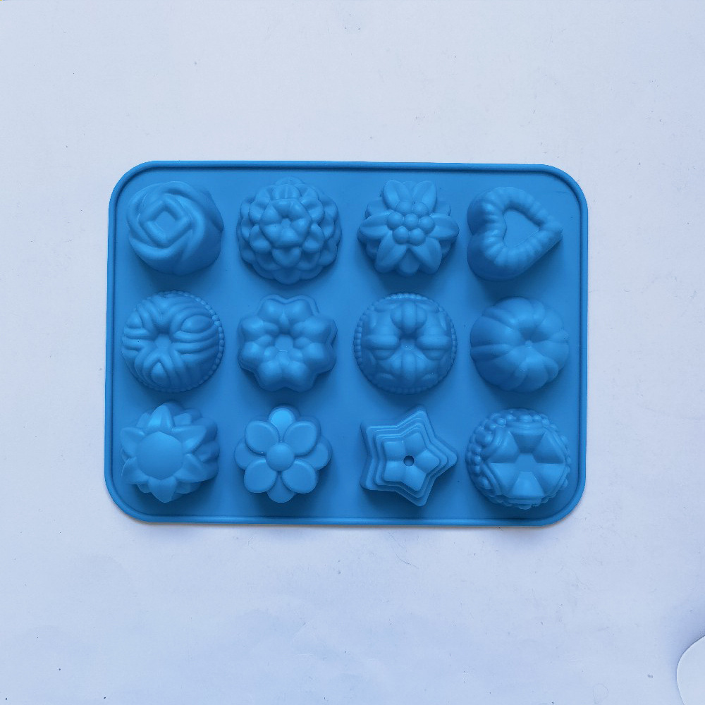 12 flores 419 pastel de chocolate molde de silicona molde de jalea torta molde de pan herramientas de horneado