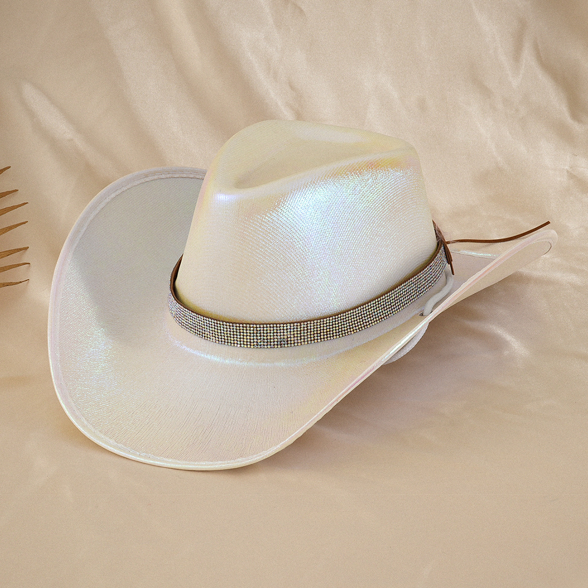 Unisex Damen Zylinder Silber Neon und andere funkelnde ovale Edelsteine Liuding Hut Party_voghion.com