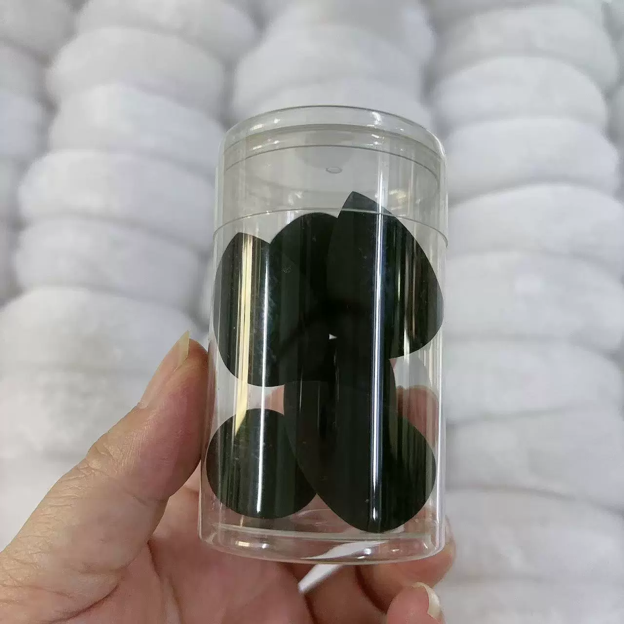 Мини водяная капля спонж для макияжа (Quanfan) без латекса, гидрофильный 20×30 мм — 6 шт круглая колба