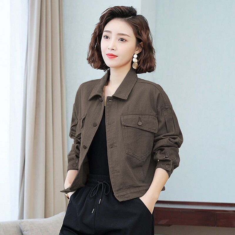 Red workwear denim jacket for women, short jacket top, European fashion, spring and autumn wear, 2026 new European style Red workwear denim jacket for women, short jacket top, European fashion, spring and autumn wear, 2026 new European style