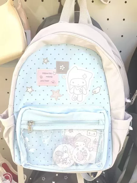 Star Polka Dot Backpack with High Aesthetic Appeal for High School Students, Large Capacity Backpack for Middle School Girls