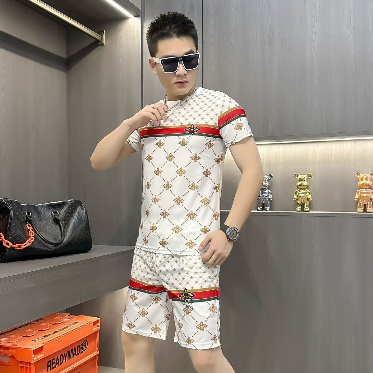 Летний комплект, модная трендовая футболка с short sleeve