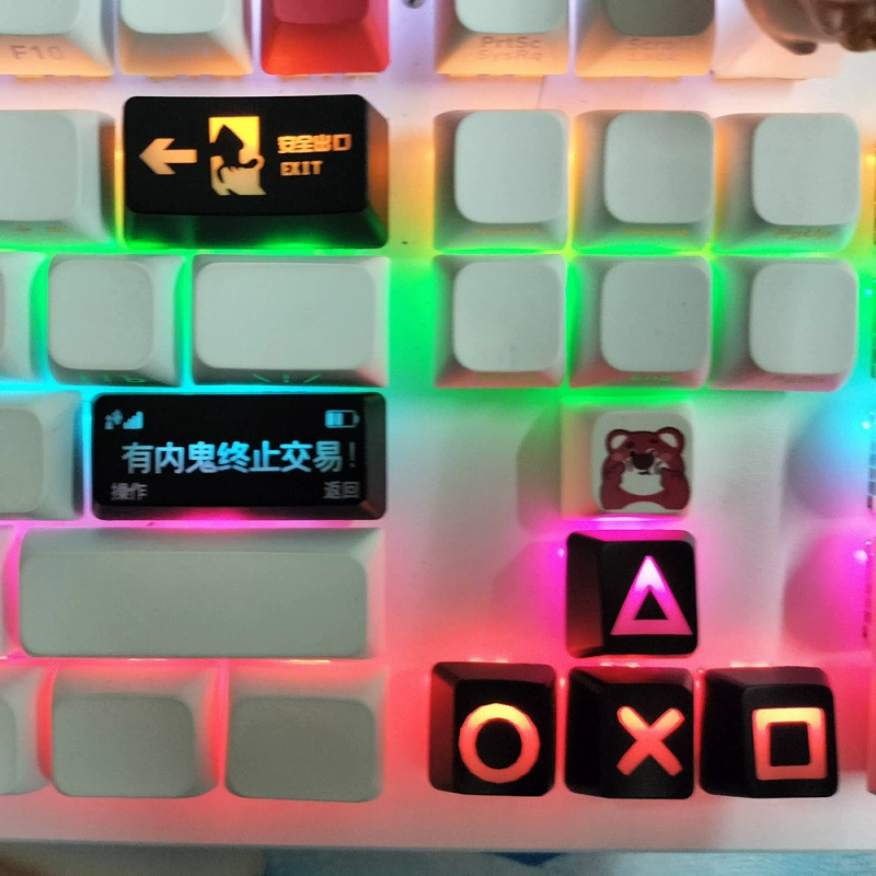 ABS-материал, прозрачность пиксель любви ESC+WASD+стрелки, персональная механическая клавиатура MX крест хризантема-ключевыеcaps