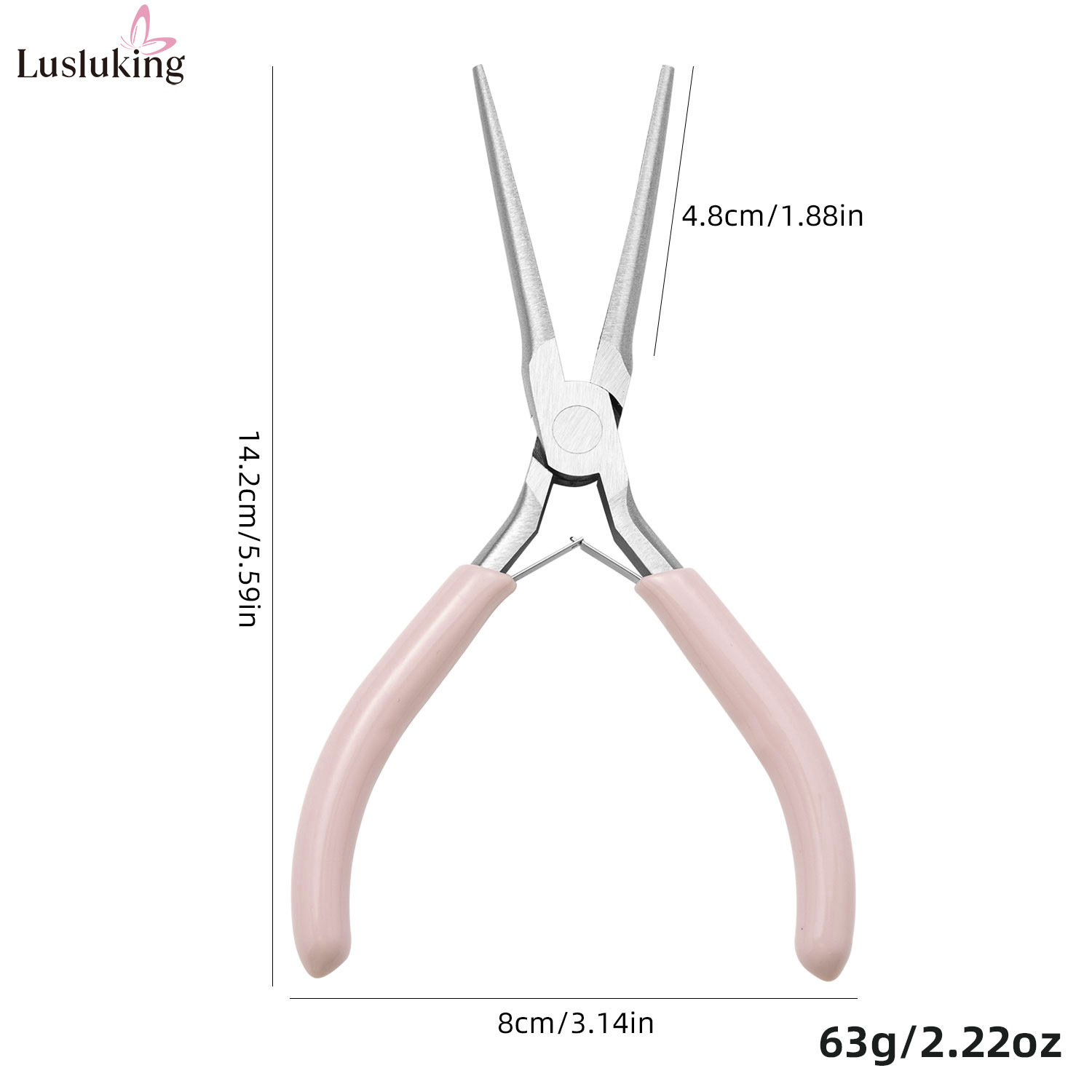 핑크 손잡이 긴 뾰족한 입 모양 펜치